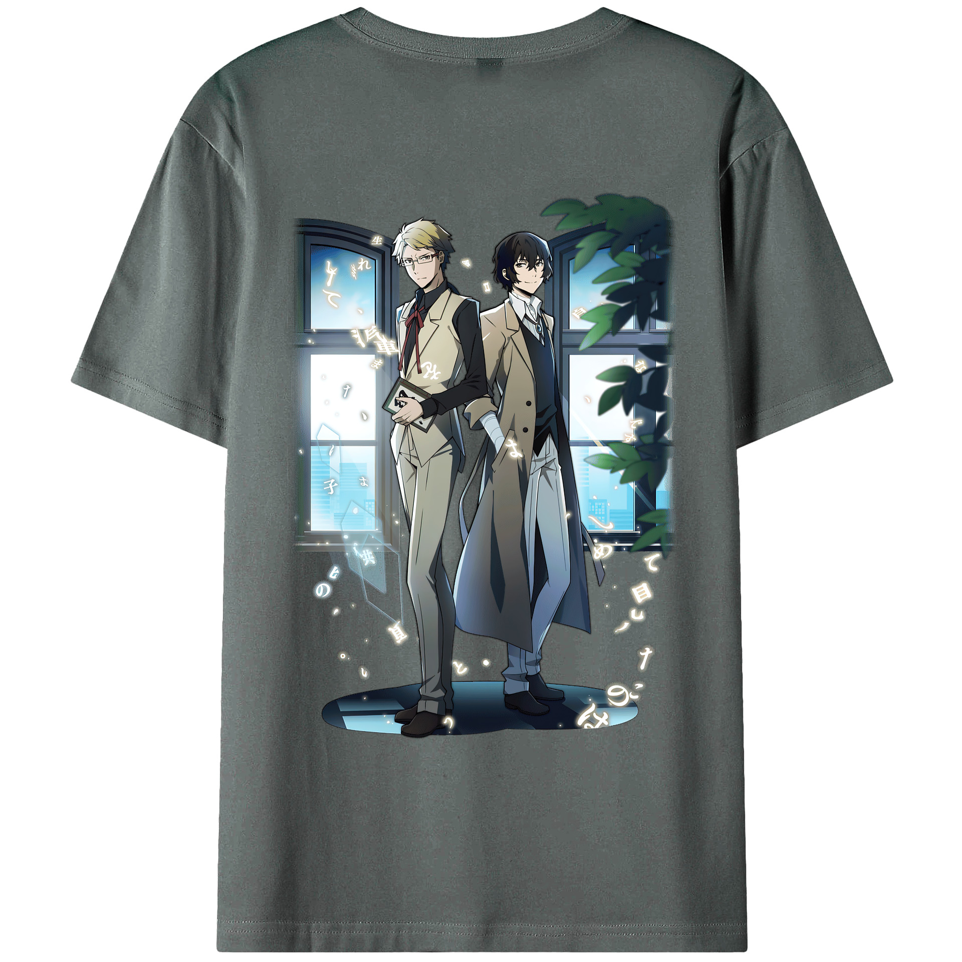（画像用） 文豪ストレイドッグス Bungo Stray Dogs 綿100％ メンズ半袖Tシャツ（バックプリント） 通気性